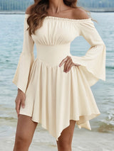 Elegant Off-Shoulder Velvet Midi Dress