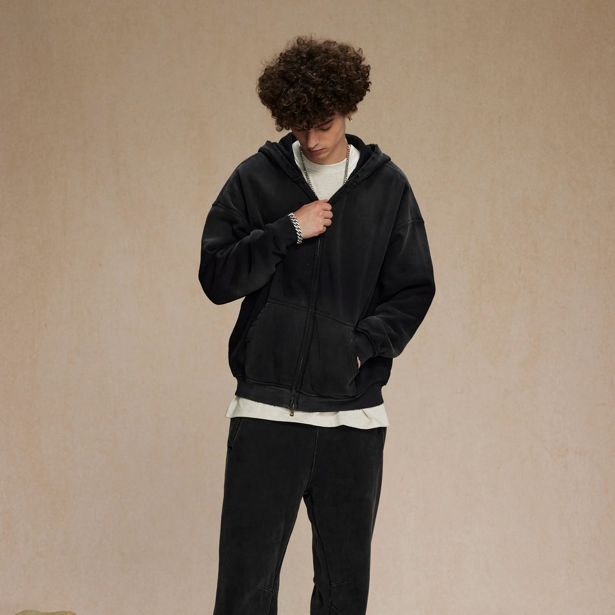 Men’s Oversized Tie-Dye Fleece Zip-Up Hoodie