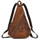 Single Shoulder Bagpack Genuine Leather Chest Bag Outdoor Riding Bag Chest Packs For Biker Men Male Sling Bags Cow Leather
