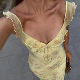 Women's Floral Print Backless Maxi Dress