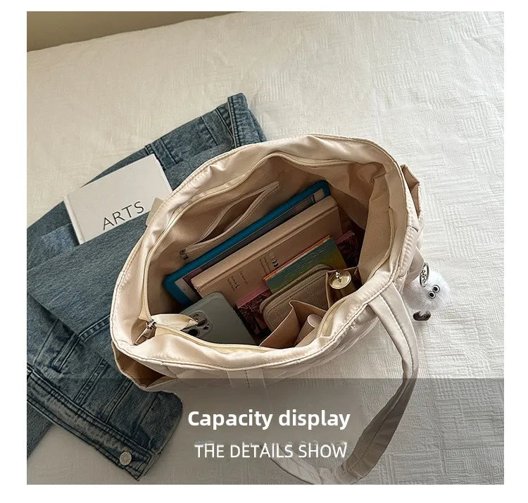 Multi Pocket Women Mailman Bag Diamond Patterned Cotton Clothing Shoulder Bag Large Capacity Tote Bag Casual Nylon Shoulder Bag