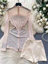 Sparkle & Shine: Women's Rhinestone Mesh Romper