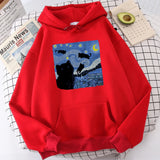 Starry Cat Night Fleece Hoodie