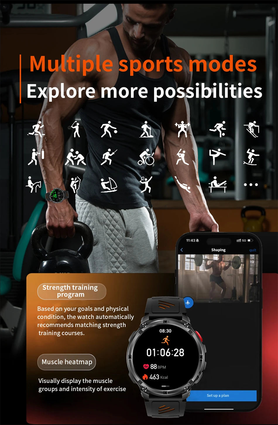 T-REX3 Ultra 1100mAh GPS Smart Watch for Men