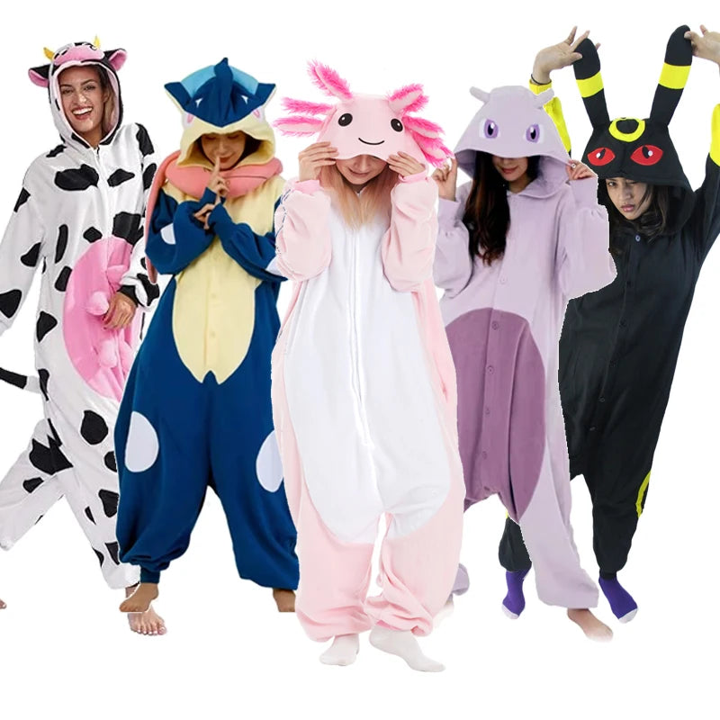 Greninja Kigurumi Onesie Mewtwo Snorlax Gengar Cosplay Halloween Costume Adult Anime Axolotl  Eevee Cow Pajamas Pijama