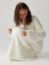 Women's V-Neck Knitted Sweater & Ankle-Length Skirt 2-Piece Set