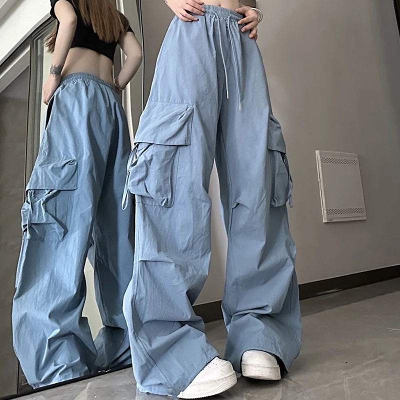 Women's High-Waisted Drawstring Straight-Leg Pants
