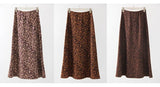 Leopard Print Suede Maxi Skirt – Women's Autumn Winter