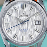 Cronos Men Watch 36mm Automatic PT5000 Miyota 9015 Movement Wristwatches White Dial Birch Pattern Sapphire 10 ATM L6048M