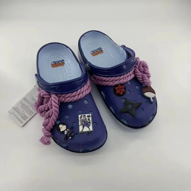 Naruto Anime Summer Men's Sandals Thick-Soled Non-Slip Slippers Sasuke Itachi Kakashi Breathable Toe-Cap Casual Beach Slippers