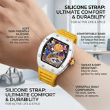 1 piece cute smiling face colorful pattern yellow strap square watch fashion personality trendy daily wear wristwatch