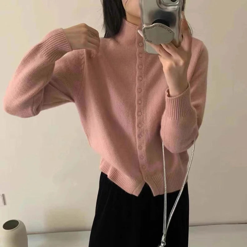 Women's Stand Collar Knit Cardigan Sweater