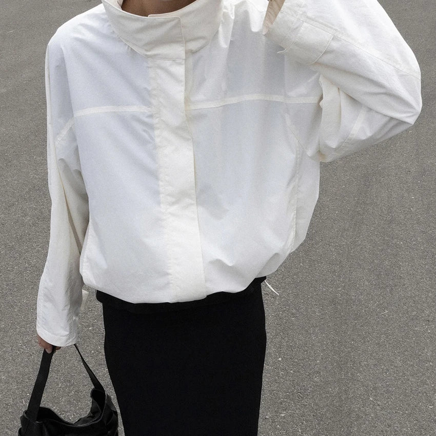 Linad Street Chic Red Turtleneck Zipper Jackets Autumn Casual Long Sleeve Outerwear Fashion Coats For Woman Tops Female 2025