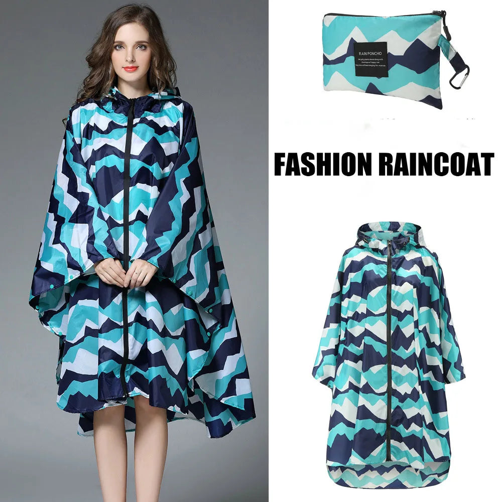 Women's Elegant Waterproof Poncho Raincoat – All Sizes