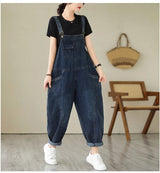 Vintage Patchwork Denim Cargo Overalls