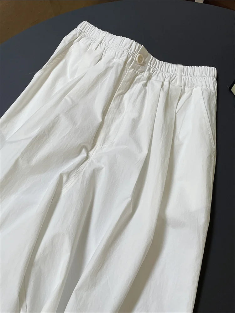 Women’s High-Waist Cotton Wide-Leg Pants