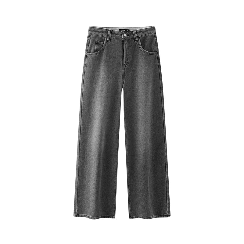 Women's High-Waist Fleece-Lined Wide-Leg Jeans