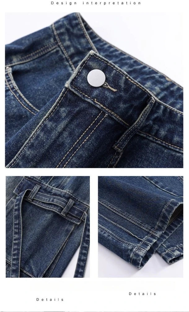 Men's Loose Straight-Leg Multi-Pocket Jeans