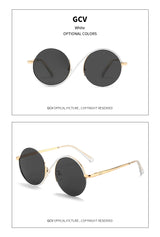 GCV Brand Hot Sale Avant-Garde Personality Women Female Gorgeous Sunglasses Round Frame Glasses Fashion Punk Style New Metal