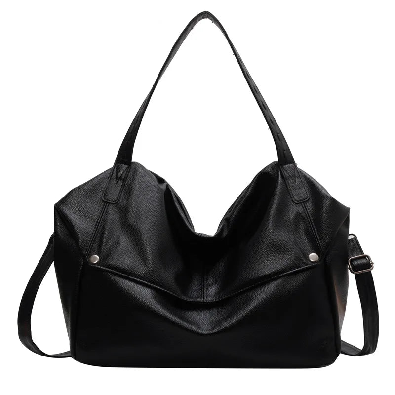 Large Capacity Solid Color Crossbody Shoulder Bag, Fashion Casual Versatile Shopper Tote Bag,Black/White Elegant Women Handbag