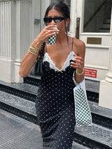 V-Neck Lace Patchwork Maxi Gown