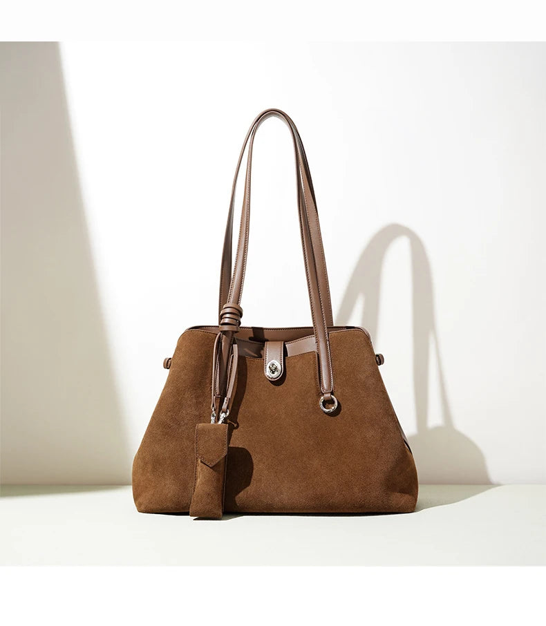 2025 New Suede Leather Crossbody Bag Unique Design Shoulder Pack Women Work Commuting Handbag Urban Beauty Box Tote Messenger