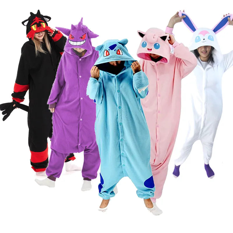 Pokemon Kigurumi Onesie Snorlax Eevee Squirtle Gengar Pijama Cosplay Costume Halloween Adult Anime Umbreon Pajamas