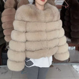 Genuine Fox Fur & Leather Winter Coat