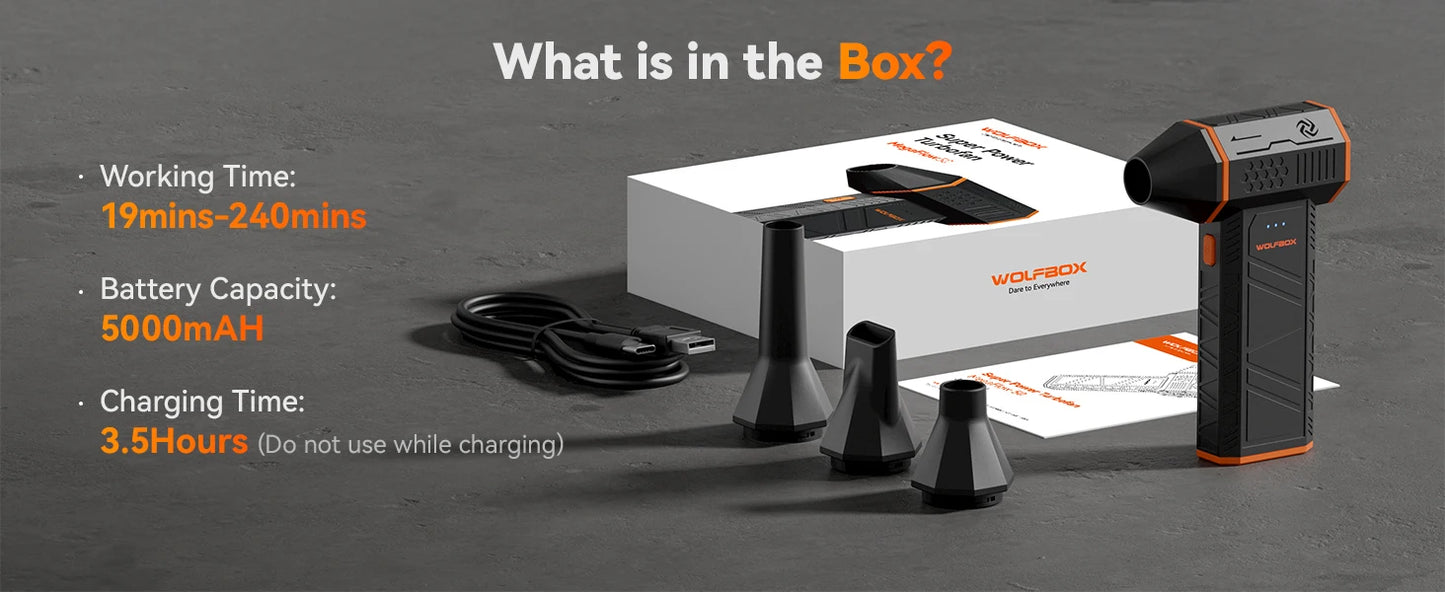 WOLFBOX MF50 Cordless Air Blower – 110,000 RPM Brushless Motor