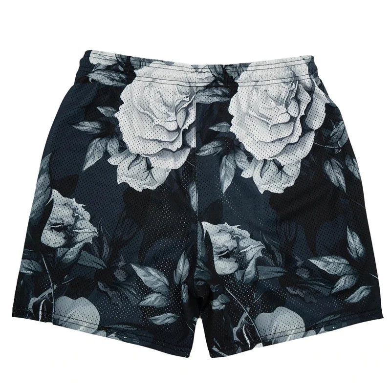 Rose Embroidered Hip Hop Shorts
