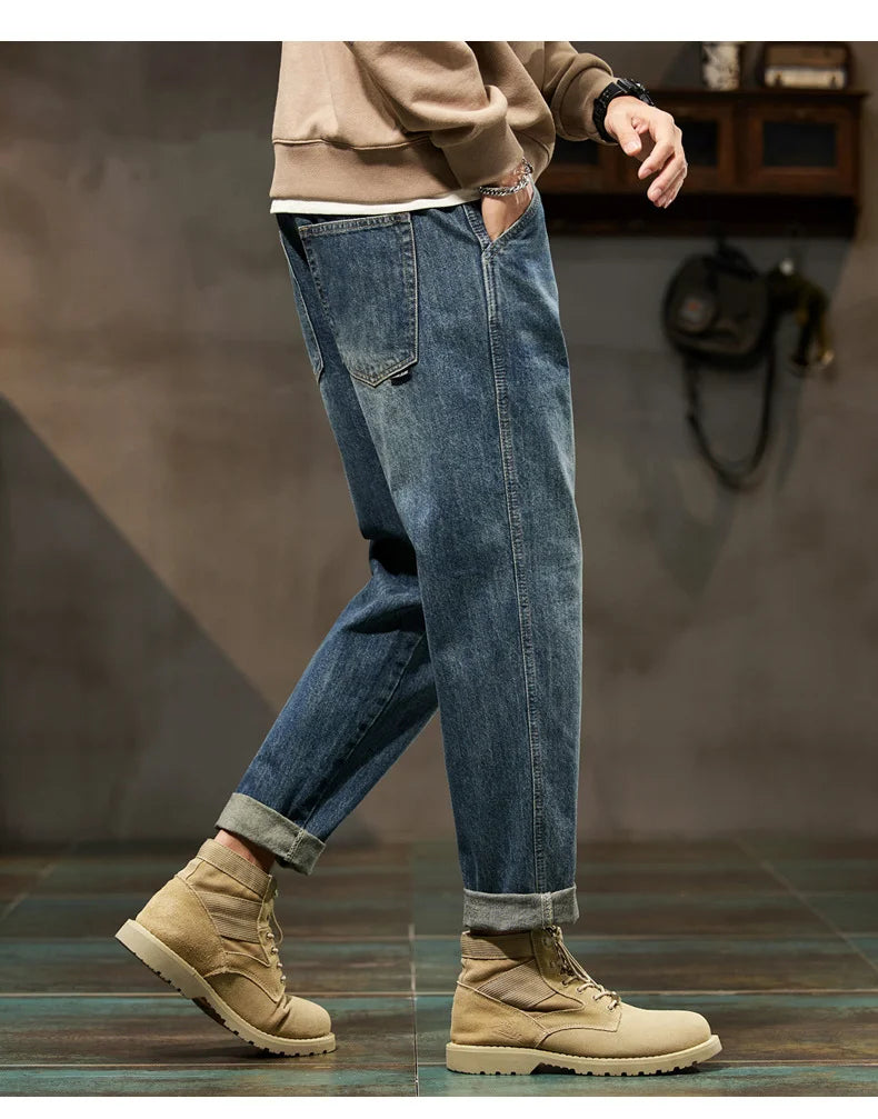 Men's Retro Loose Denim Harem Pants | Harajuku Style