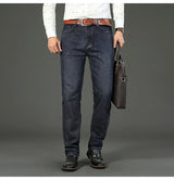Autumn Winter Men's Jeans Classic Retro Grey Denim Pants Man Work Slim Straight Stretch Cotton Trousers Streetwear Plus Size 40