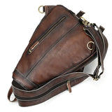 Single Shoulder Bagpack Genuine Leather Chest Bag Outdoor Riding Bag Chest Packs For Biker Men Male Sling Bags Cow Leather