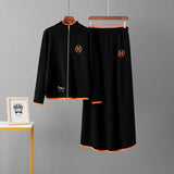 American-Made Luxury: Women’s Two-Piece Embroidered Wool Knit Jacket & Skirt Set