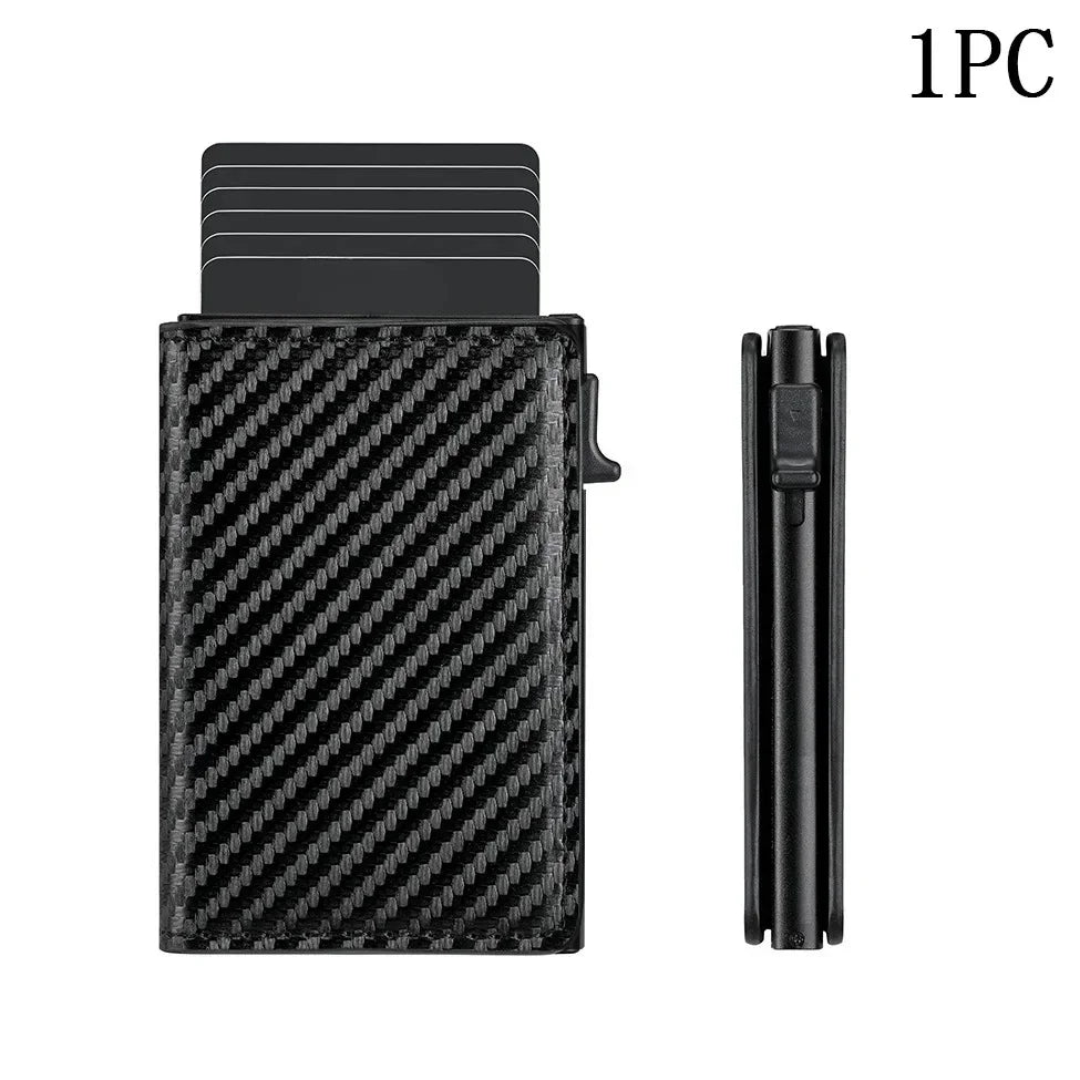 Unisex ANTI RFID Blocking Aluminum Pop-Up Card Holder Multi-Functional Designer Bank ID Card Wallet Business Purse for Men Women