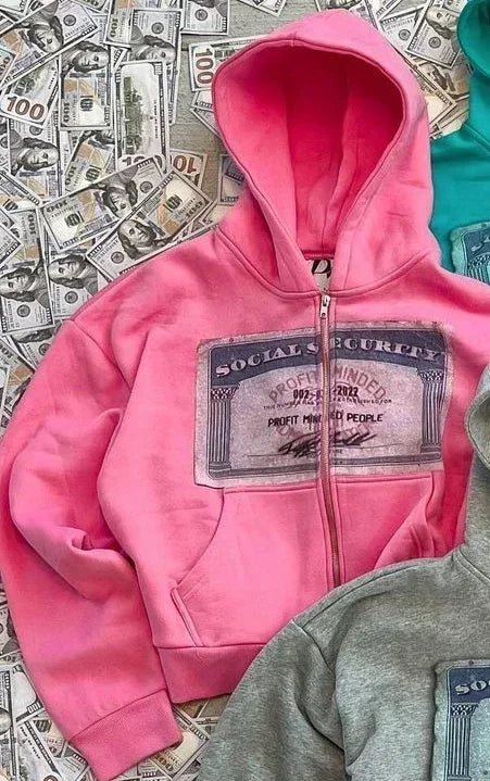 Men's Dollar Print Zip-Up Hoodie