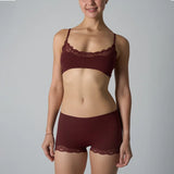 Europe American Simple Pink Light Thin Lace Strap Tank Top Flat Corner Lace Underwear for Women Comfortable Stretchy Short Sets
