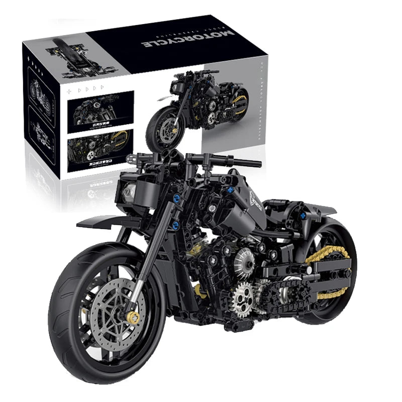 538PCS 1:8 Motorcycle Building Blocks Sets Racing Retro Motorbike Technical DIY Table Decor Toys Birthday Christmas Gifts