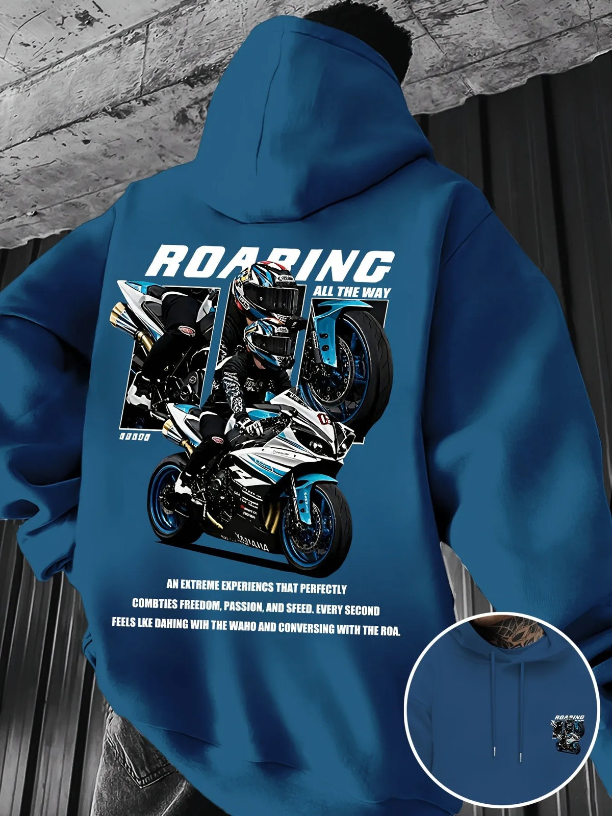 2026 Autumn/Winter New Style Street Casual Simple Fashion Comfortable 3D Motorcycle Pattern Printed Men's Hooded Sweatshirt