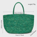 Large Handwoven Rattan Tote Bag for Women Natural Straw Beach Bag Purse Luxury Shoulder Bags Handbag Summer