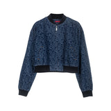 Spring Denim Casual Zipper Jacket – Simple Letter Print Coat