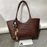 Imitation Braided Embossment Tote Bag For Women Luxury Designer Handbag 2025 New In Vintage With Inner Pocket Underarm Shoulder