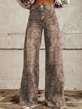 Women's 3D Print Wide-Leg "Jeans" – Trendy Low-Waist Flare Pants