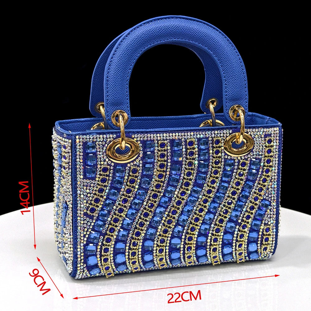 Rhinestone Pointed-Toe Slingback Heels & Bag Set