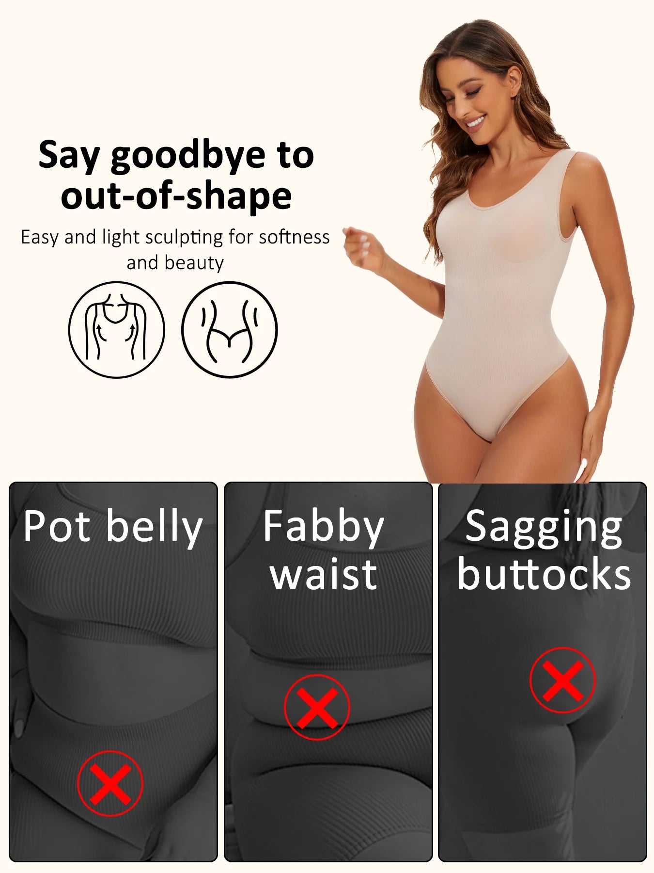 Seamless Thong Shapewear Bodysuit – Firm Tummy Control Fajas Body Shaper for Women