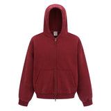 New Autumn and Winter Cashmere Zip Up Jacket Streetwear Casual Oversized Acid Washed Wax Printed Hooded Fleece Zipper Hoodie