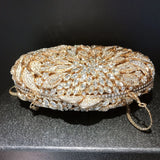 Gold Metal Leaves White Crystals Evening Clutch Bags Luxury Women Wedding Party Purse Ball Handbags Rhinestone Mini Shell Bag