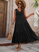 Elegant V-Neck Ruffle Summer Maxi
