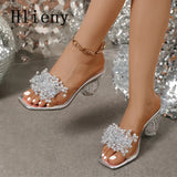 Women’s Clear Crystal Ball Heel Slide Sandals