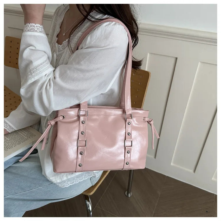 Women's Retro PU Leather Shoulder Tote Bag